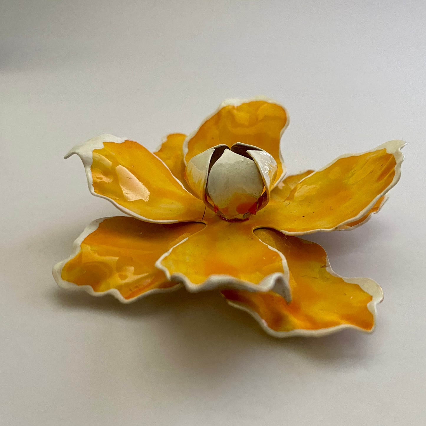 Late 60s/ Early 70s Yellow Enamel Flower Brooch