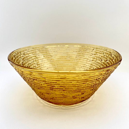 1970s Amber Textured Glass Bowl
