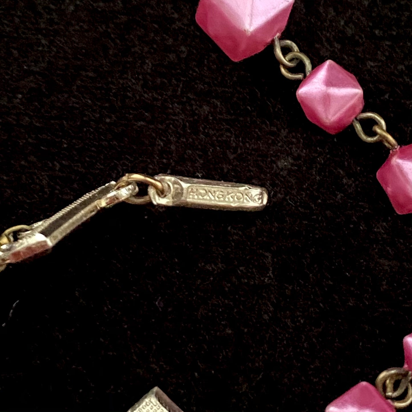 1960s Hong Kong Pink Bead Necklace