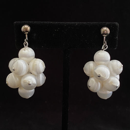 1967 Sarah Coventry White Satin Earrings