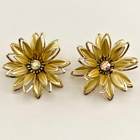 1960s Three Dimensional Flower Earrings