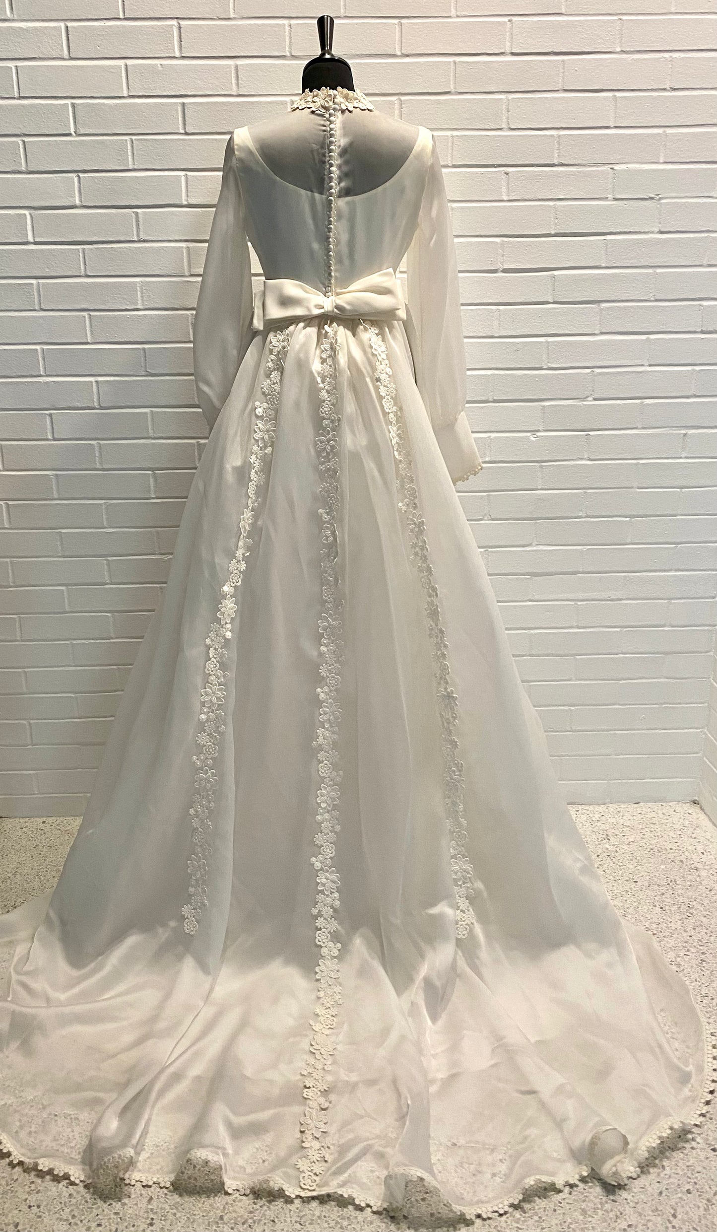 Late 60s/ Early 70s Bridal Originals Wedding Dress, Detachable Train & Veil