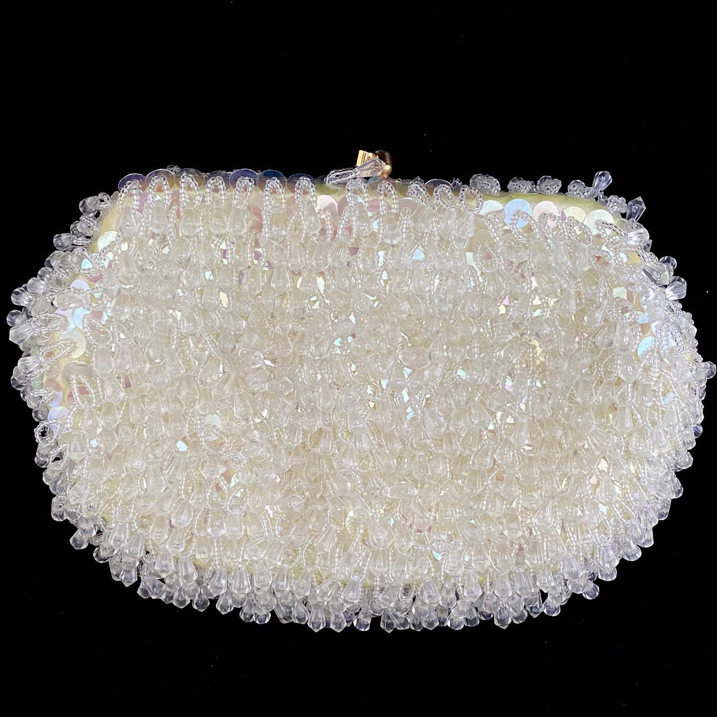 Vintage La Regale Original White Beaded Rose Evening Bag Clutch