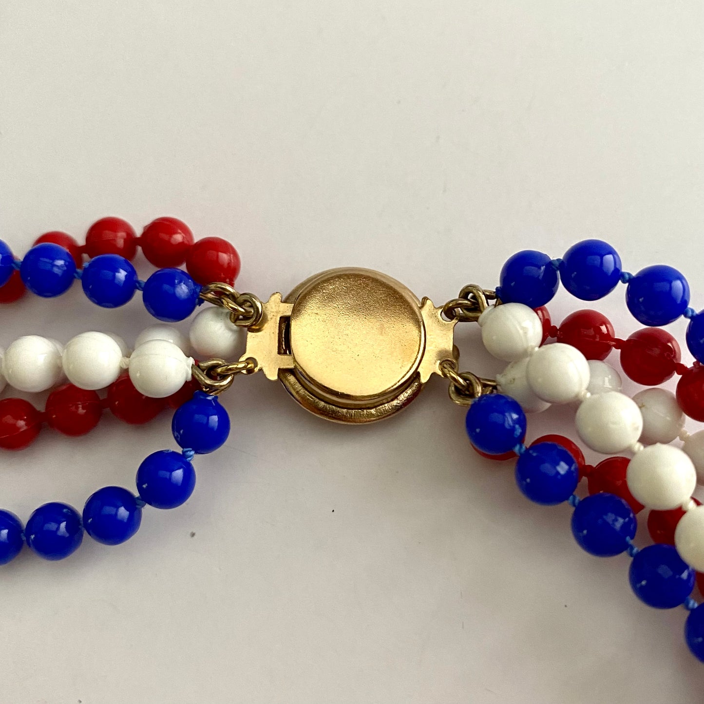 Late 60s/ Early 70s Red, White & Blue Beaded Necklace