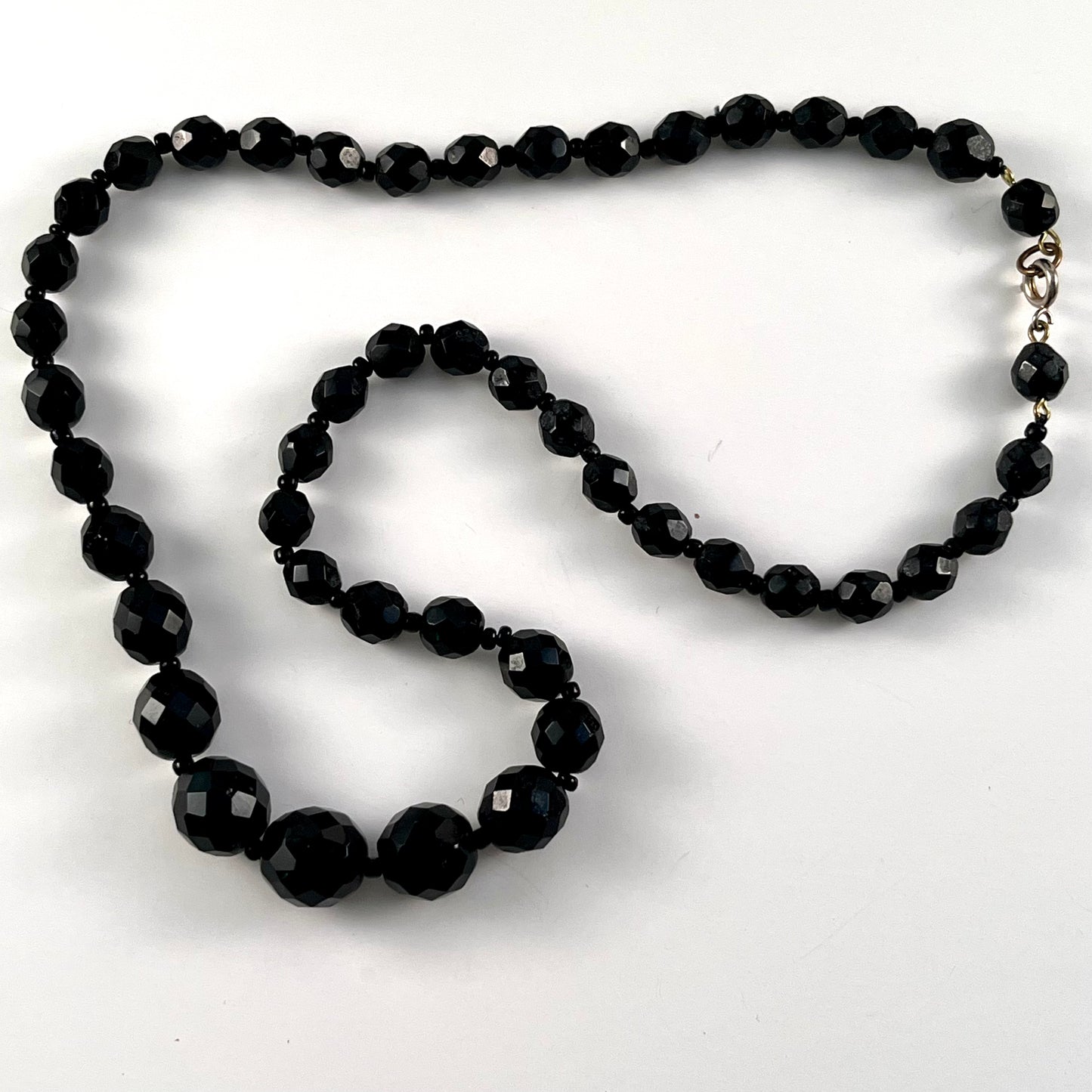 1960s Black Glass Bead Necklace