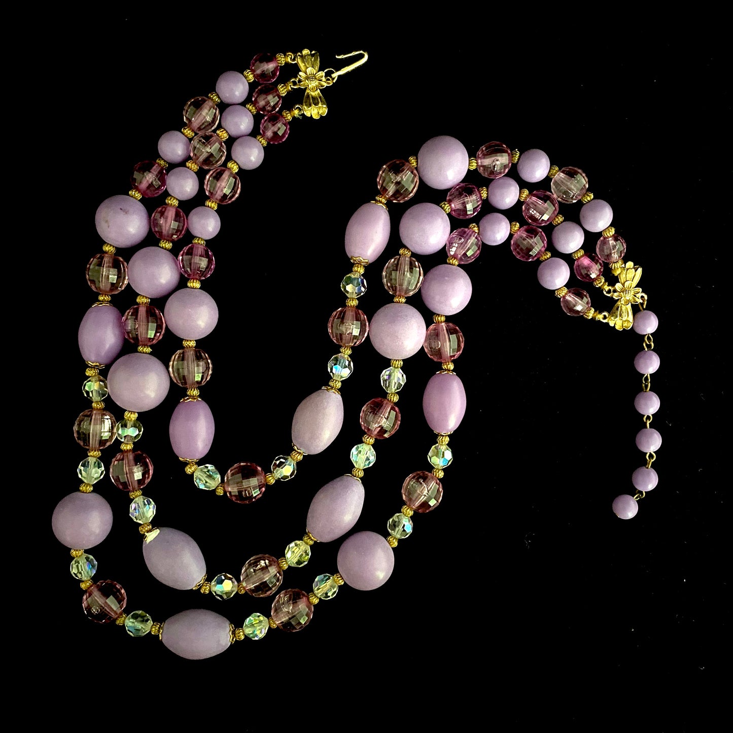 1960s Japan 3 Strand Lilac Purple Necklace