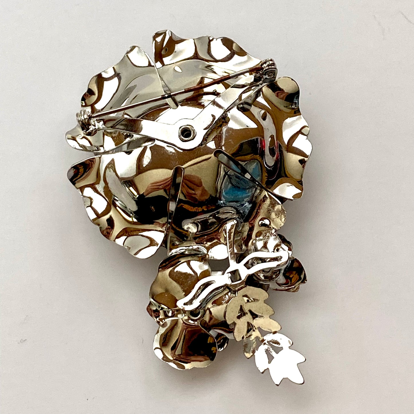 1960s Silver-Tone Flower Brooch