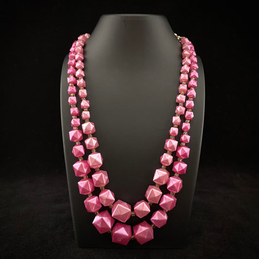 1960s Hong Kong Pink Bead Necklace