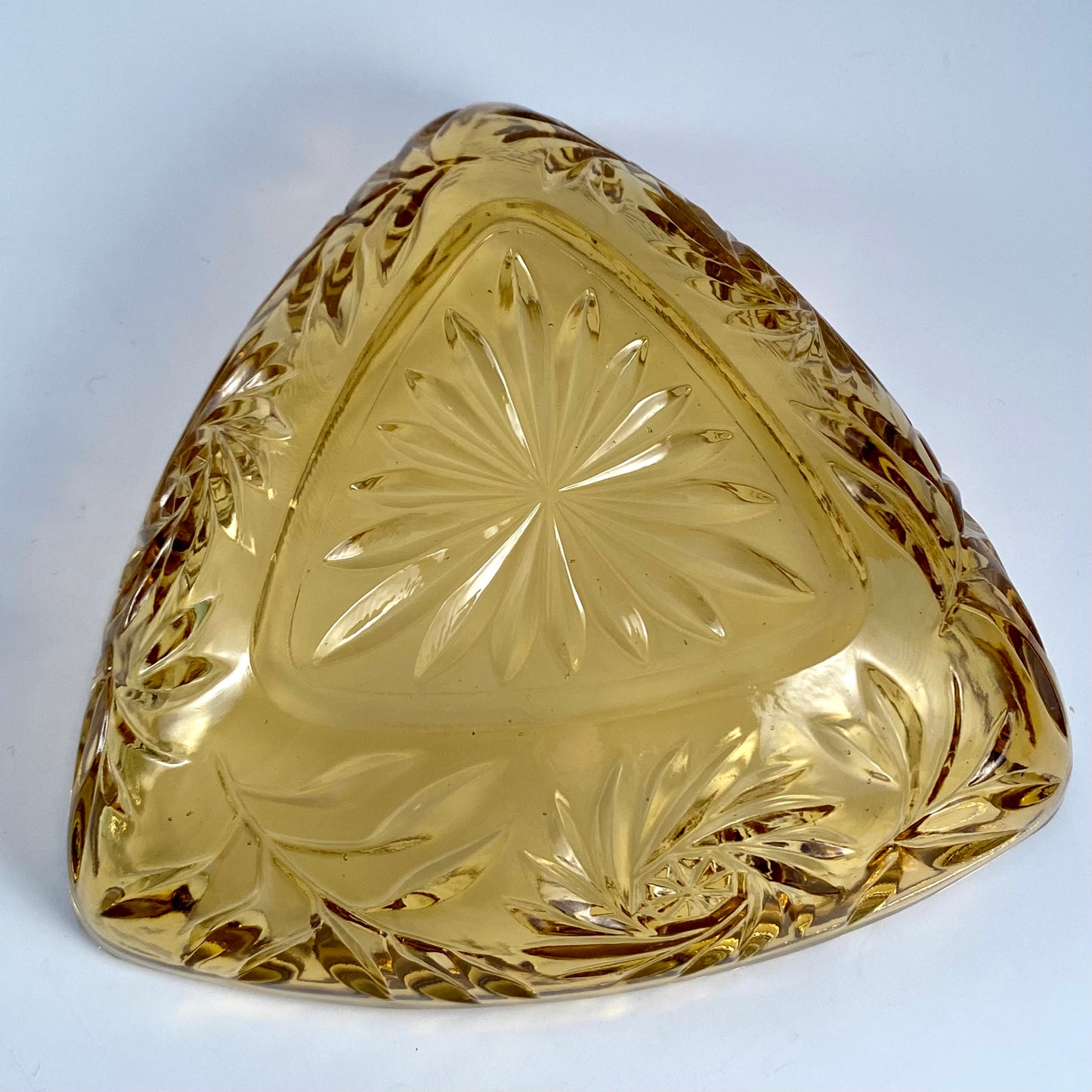 1970s Honey Amber Glass Dish