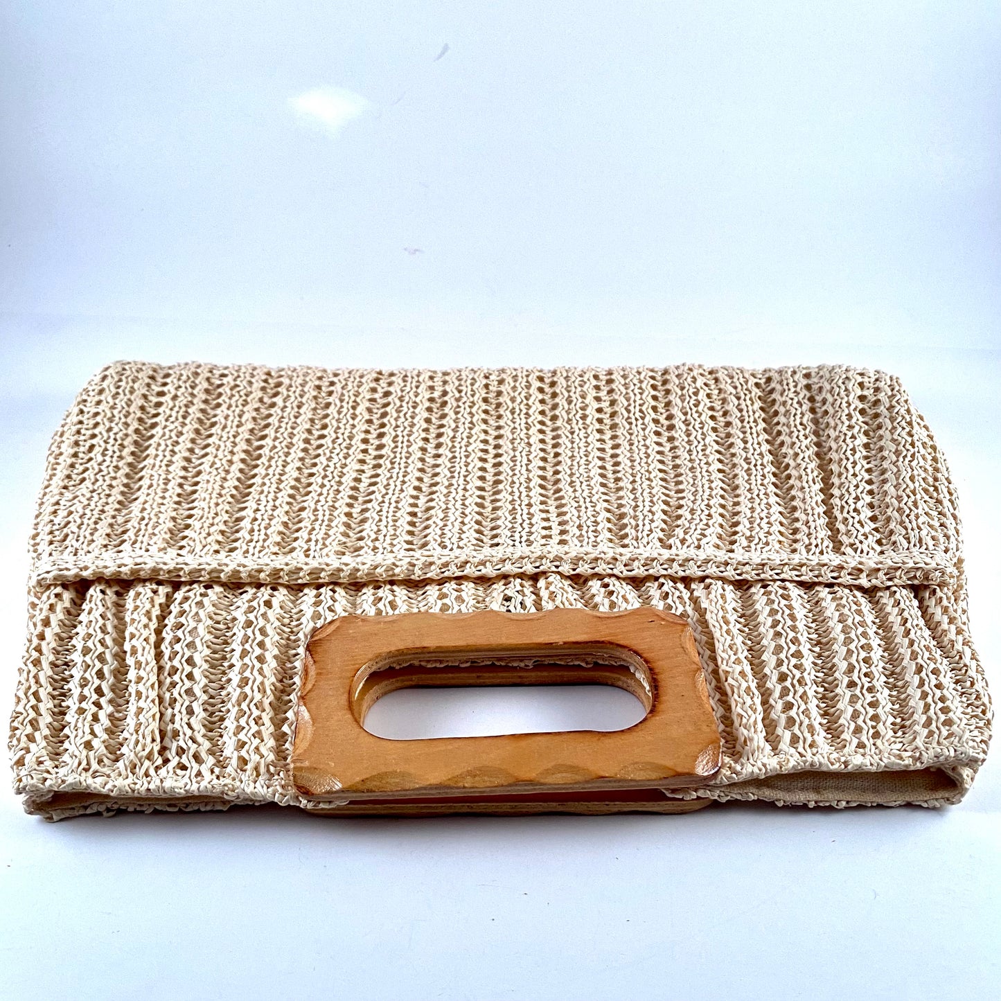 Late 70s/ Early 80s Bag World Wooden Handle Purse