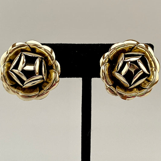 1960s Gold-Tone Flower Earrings