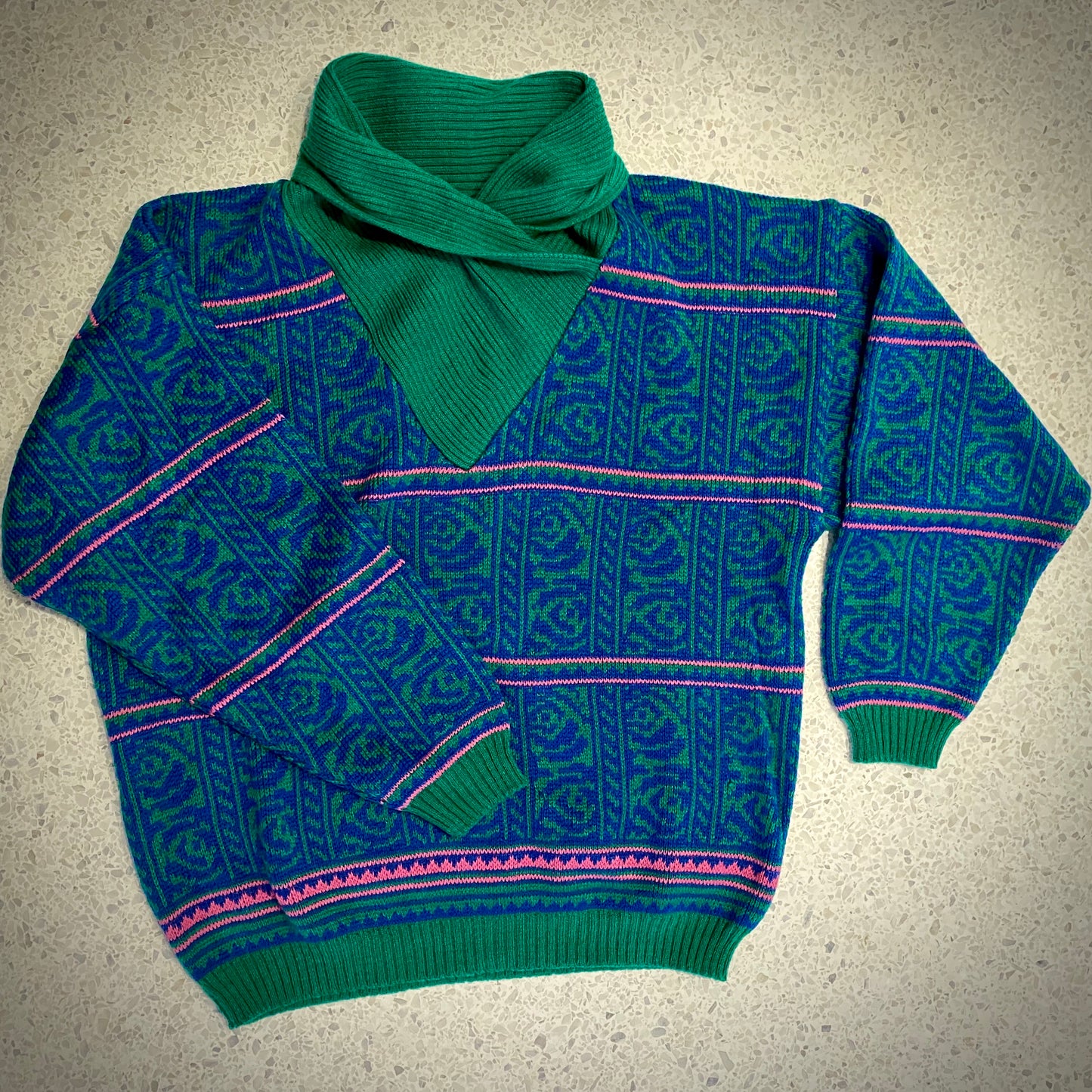 1980s Ivy Funnel Neck Sweater