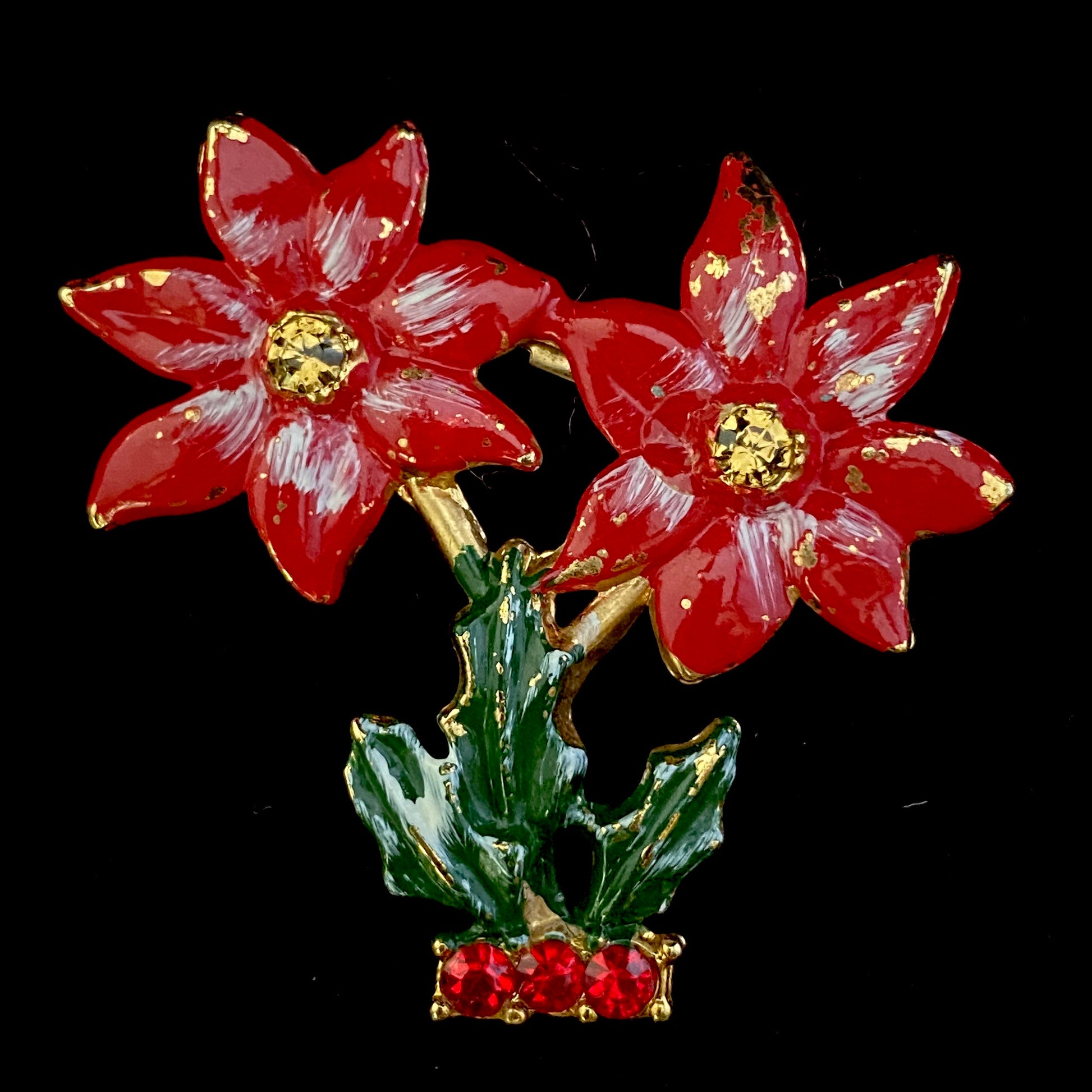 1960s BJ (Beatrix Jewelry) Poinsettia Brooch - Retro Kandy Vintage