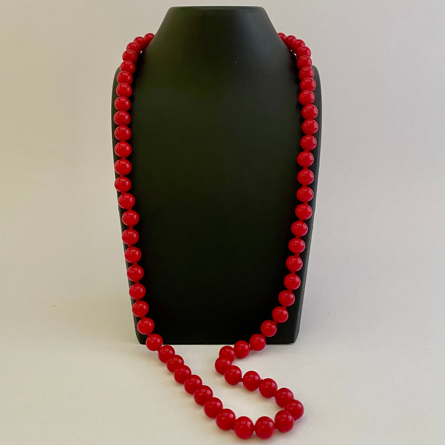 Late 50s/ Early 60s Monet Hand Knotted Glass Bead Necklace With Monet's Patented Sister Clasp