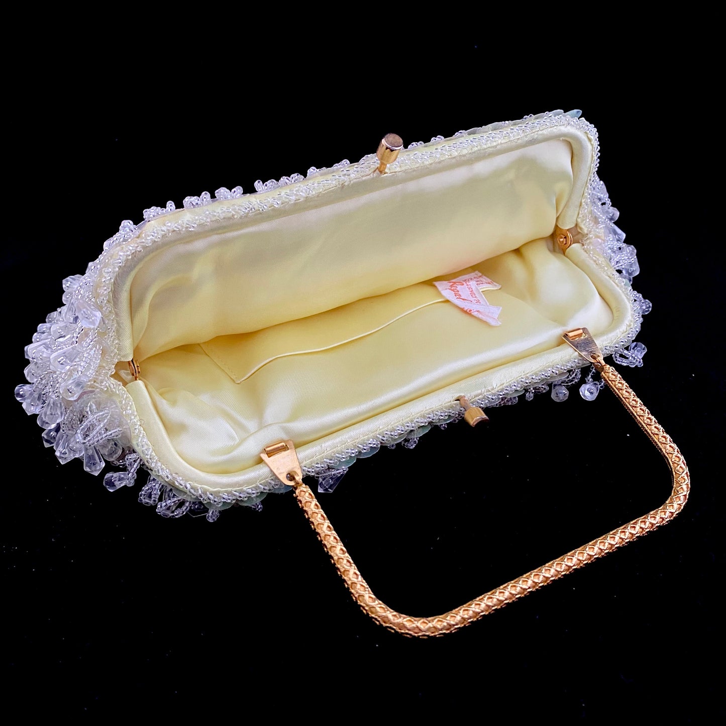La Regale LTD VTG 60s Blk Bead/Sequin Handmade Mini Handbag Clutch Purse Bag