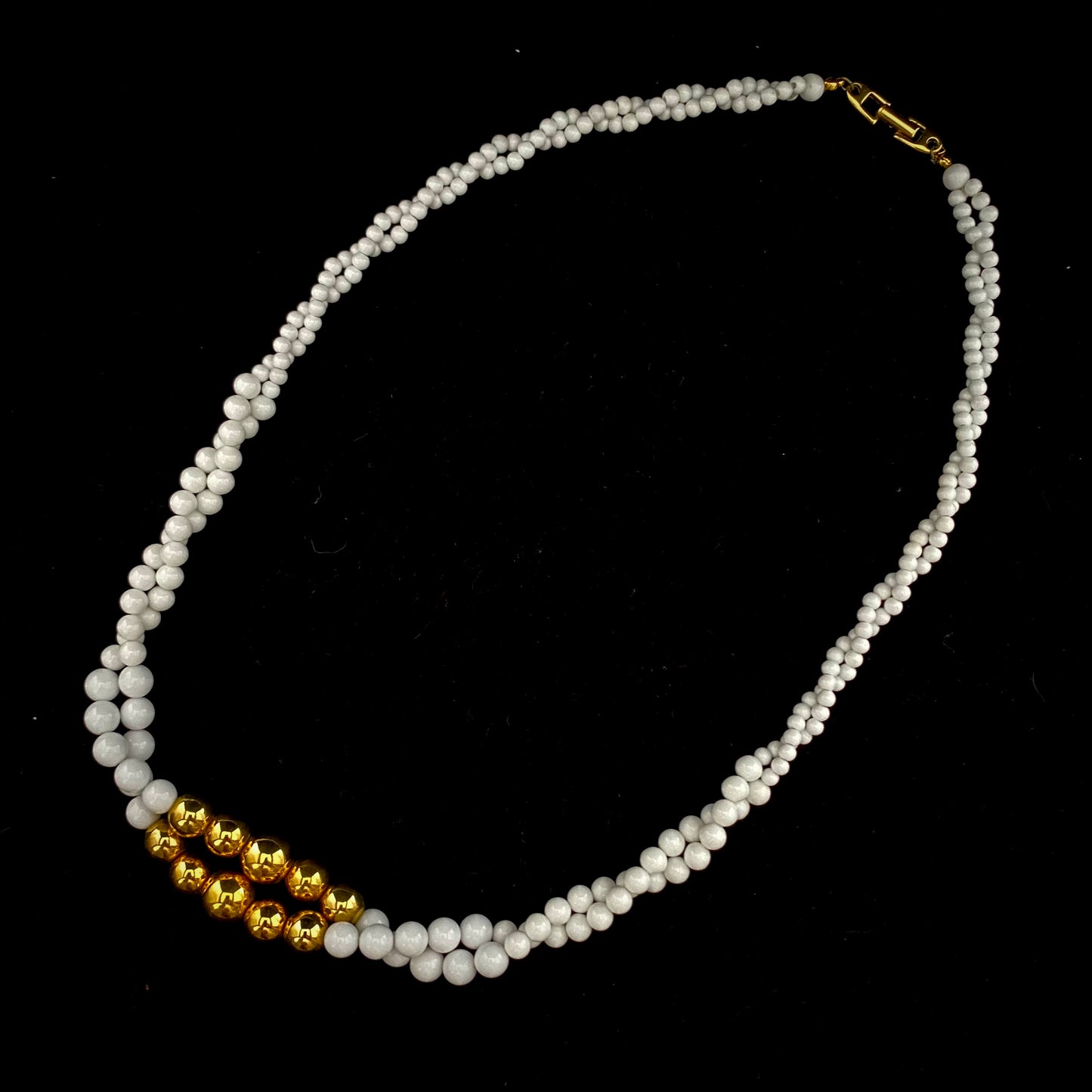 1980s Napier Gold & White Bead Necklace