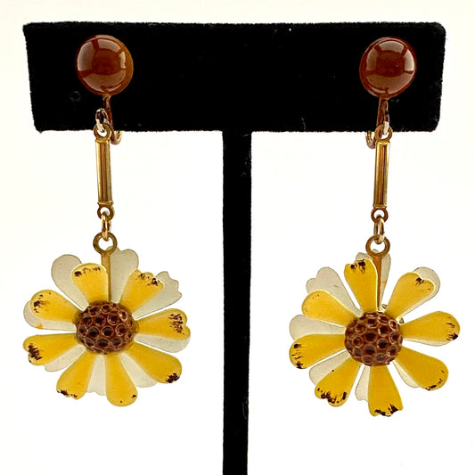 Late 60s/ Early 70s Enamel Flower Dangle Earrings