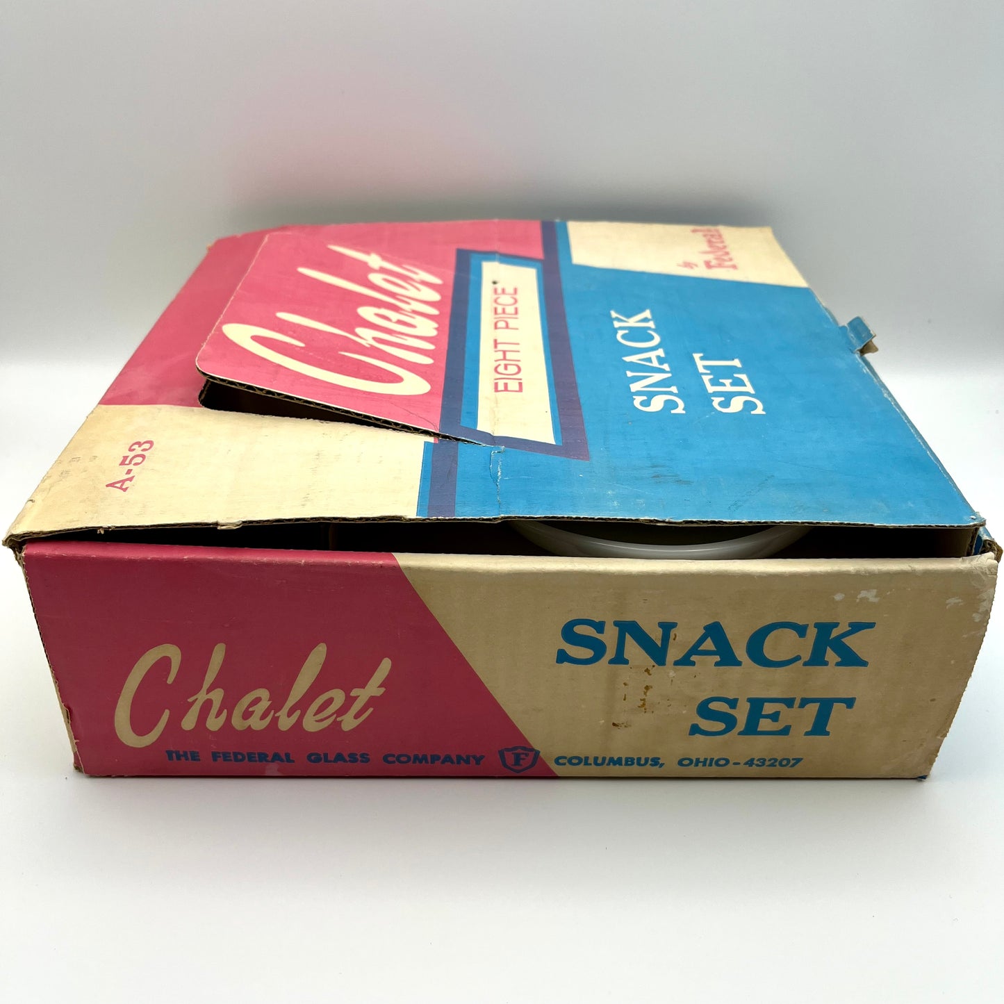 1950s Federal Glass, Chalet Snack Set in Original Box