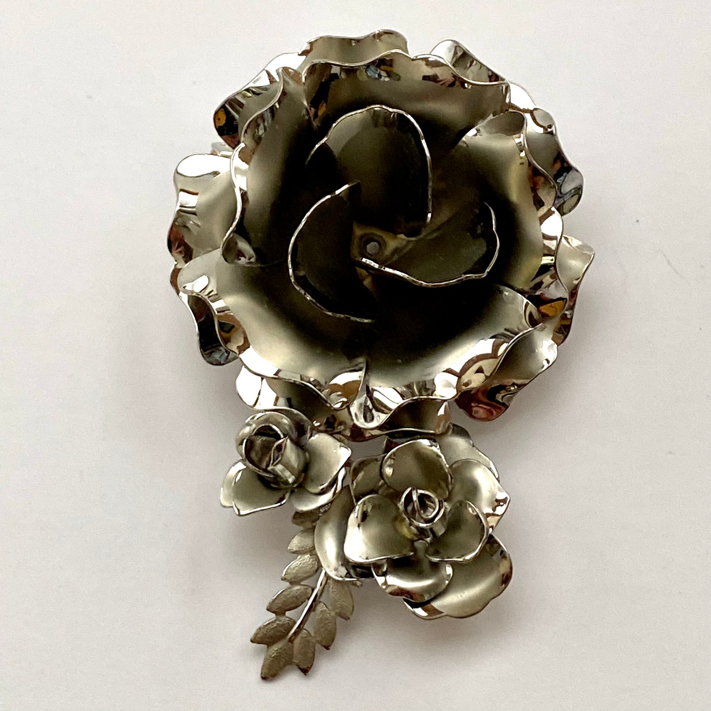 1960s Silver-Tone Flower Brooch