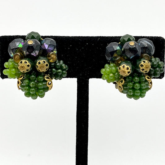 1960s West Germany Bead Clip Earrings