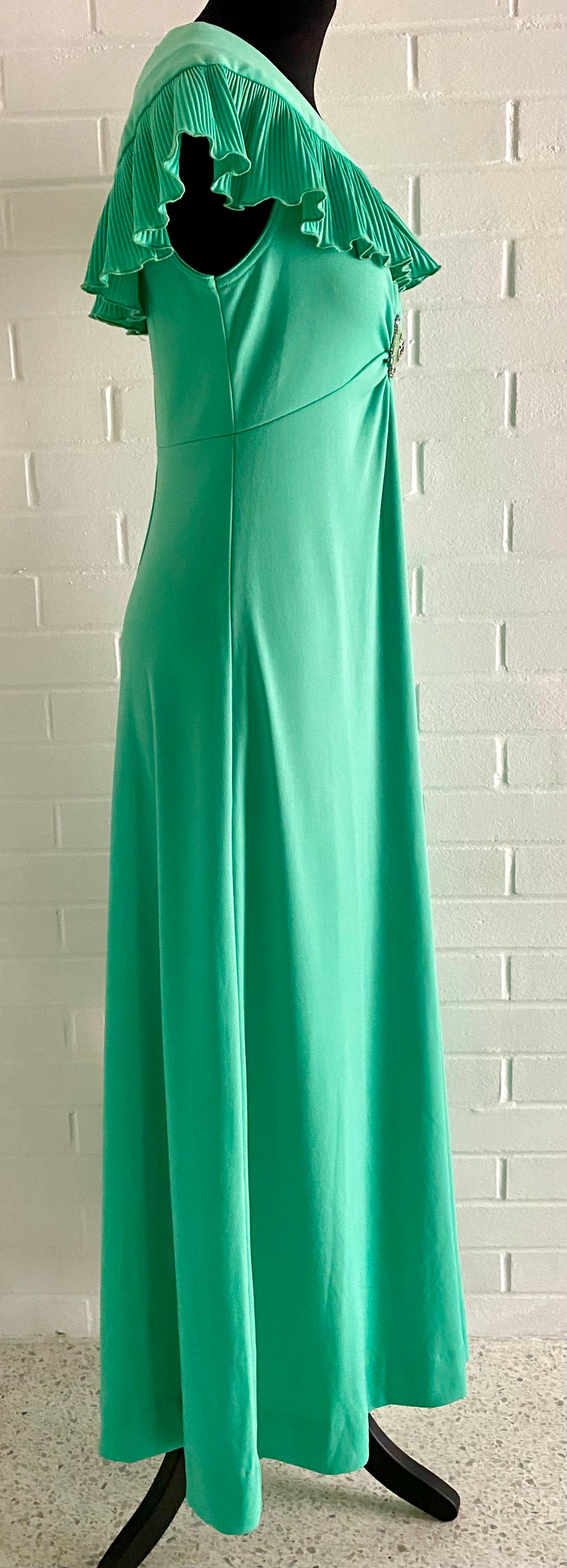 1960s Mermaid Green Maxi Dress