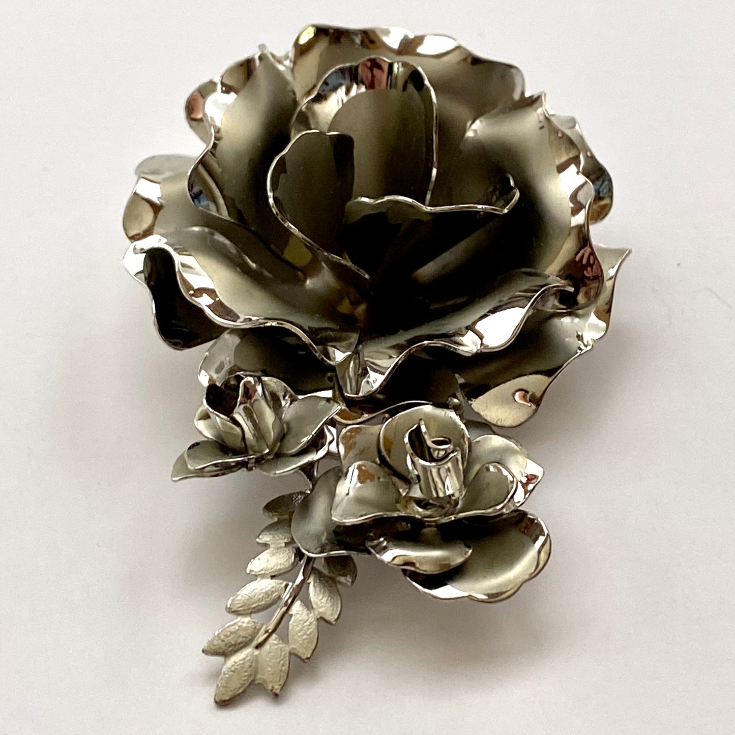 1960s Silver-Tone Flower Brooch