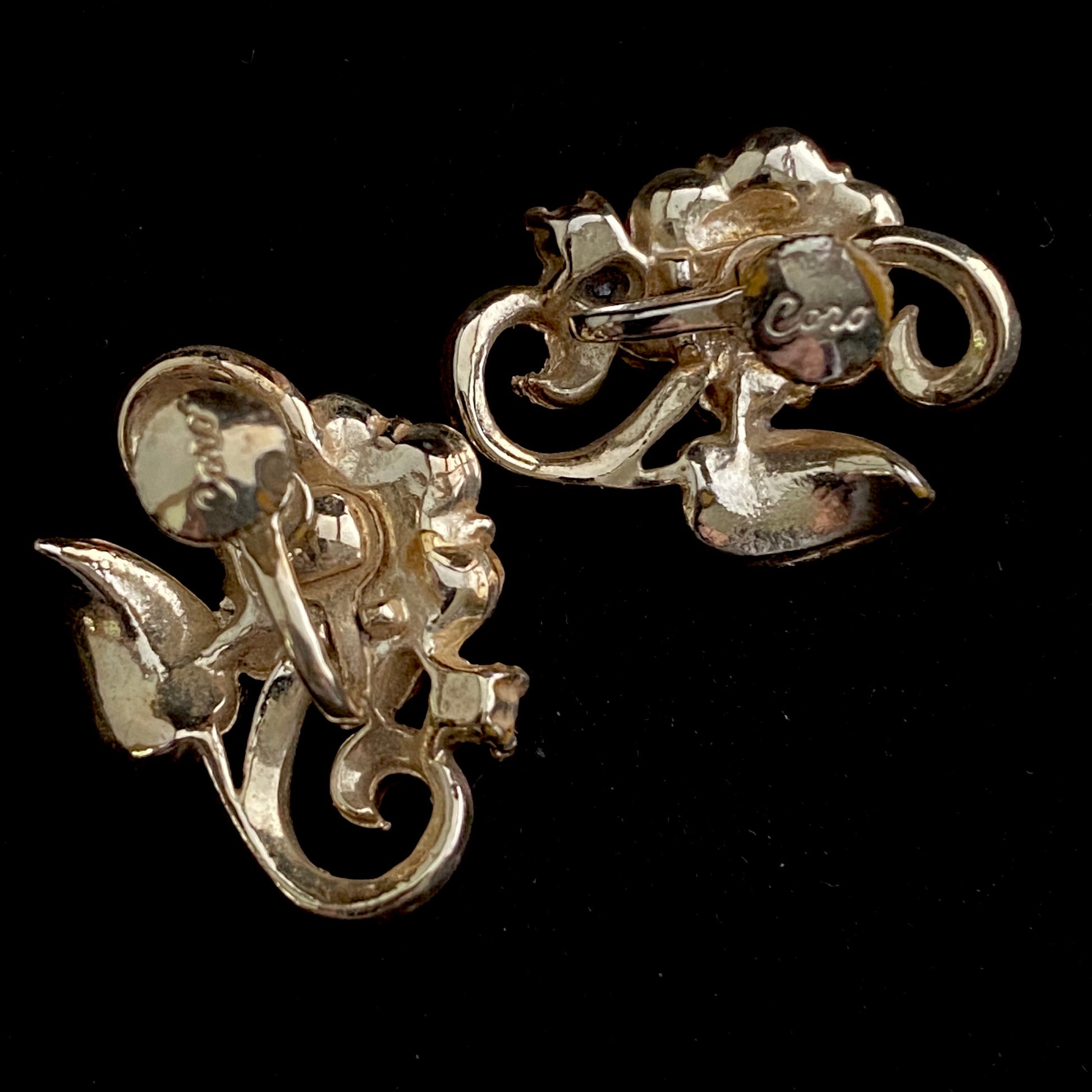 1950s Coro Rhinestone Flower Earrings - Retro Kandy Vintage