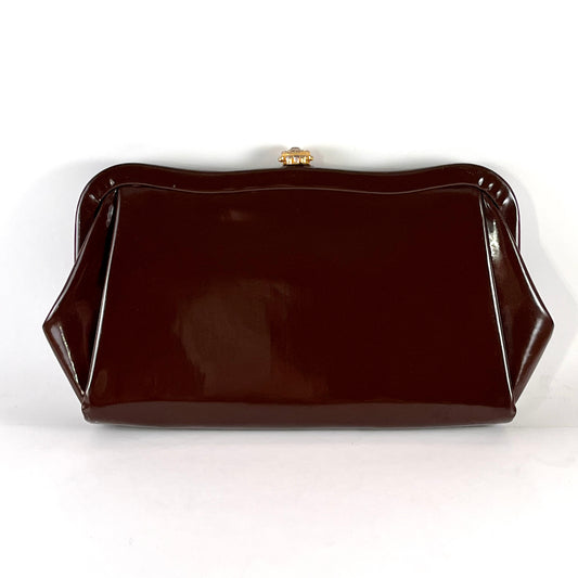 Late 50s/ Early 60s Brown Patent Leather Clutch