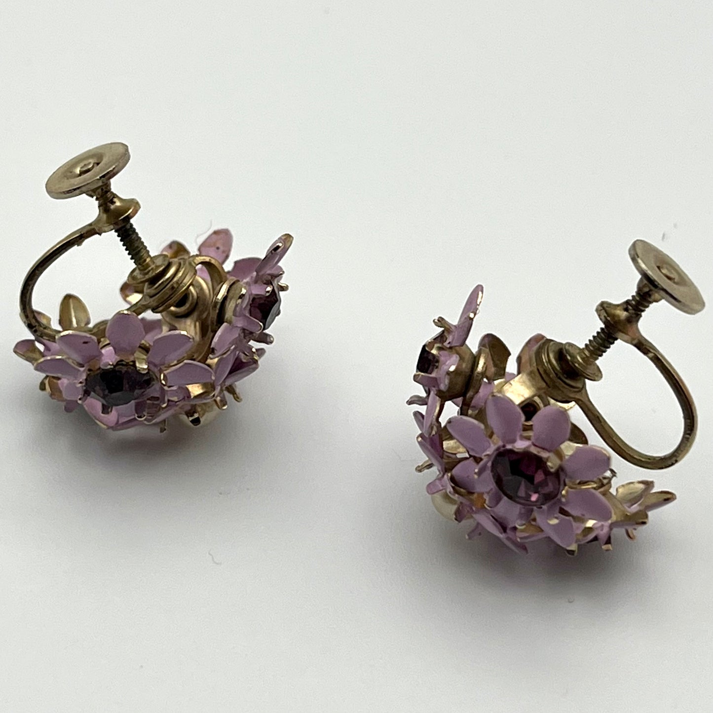 Late 50s/ Early 60s Lilac Enamel Earrings