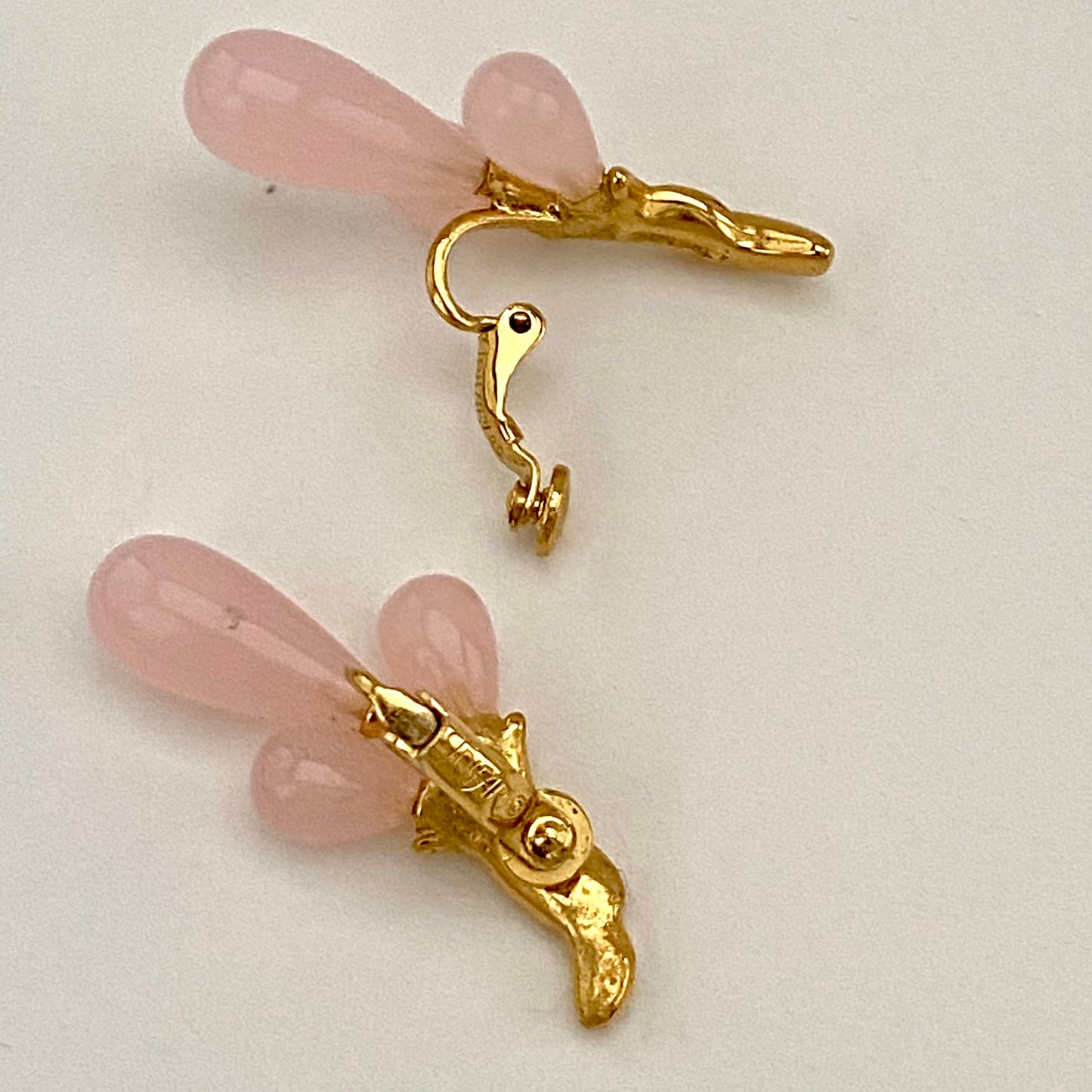 1980s Trifari Pink Lucite Earrings