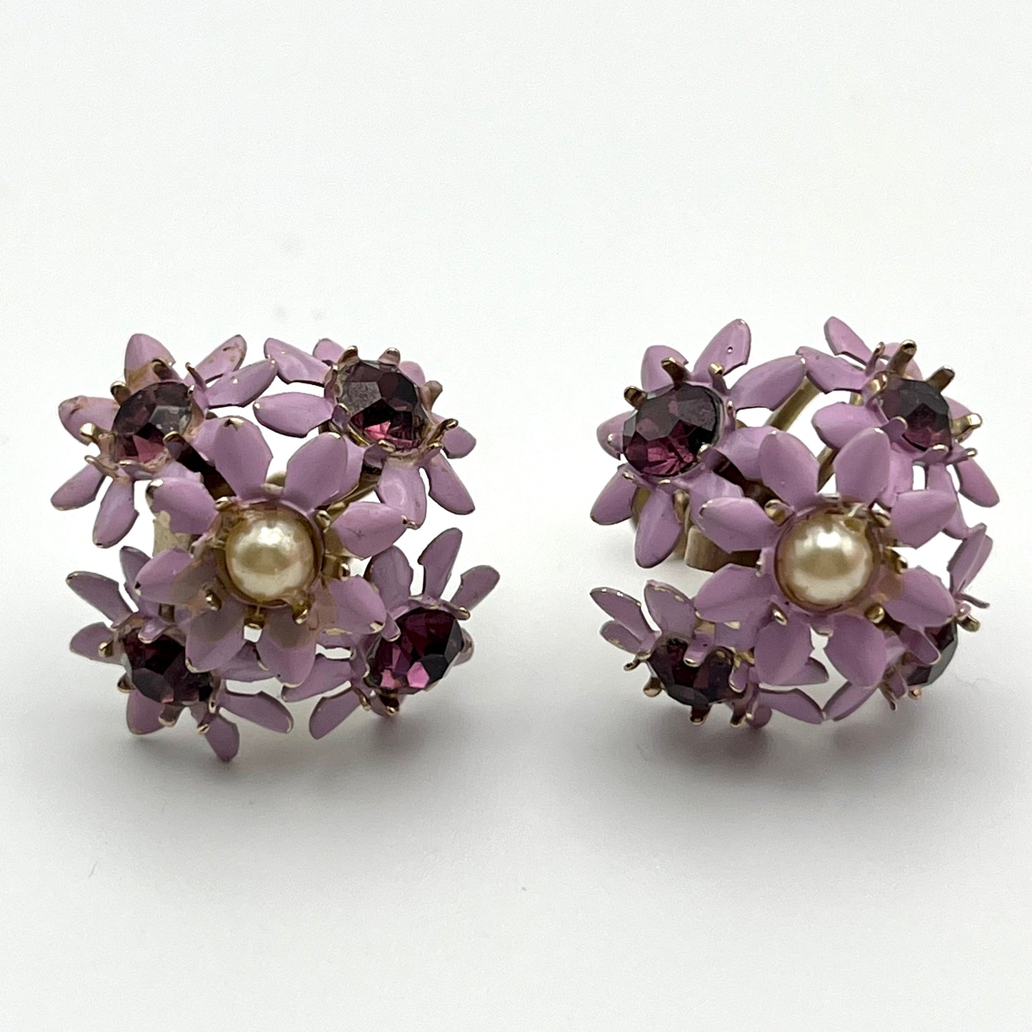 Late 50s/ Early 60s Lilac Enamel Earrings