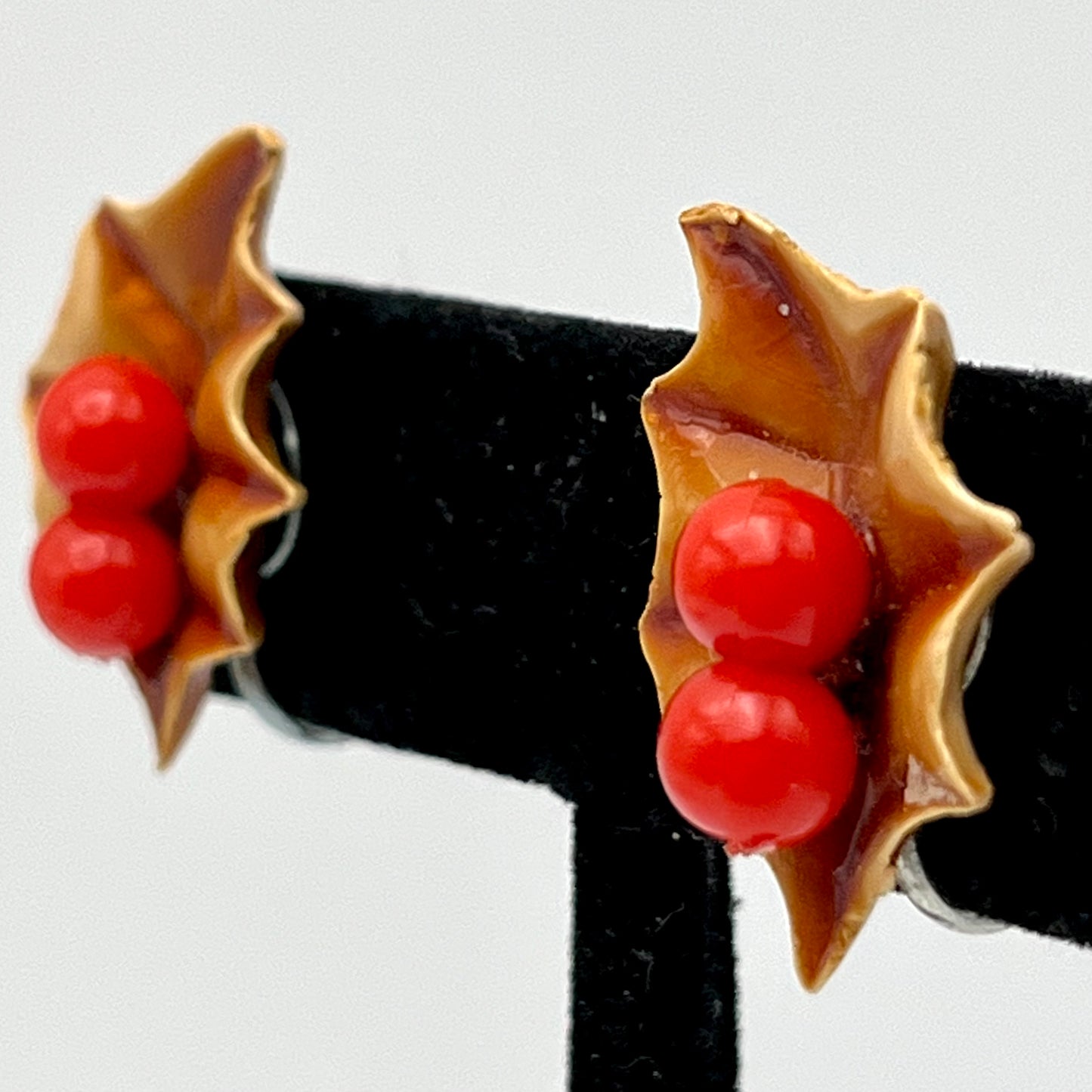 Late 50s/ Early 60s Holly Earrings