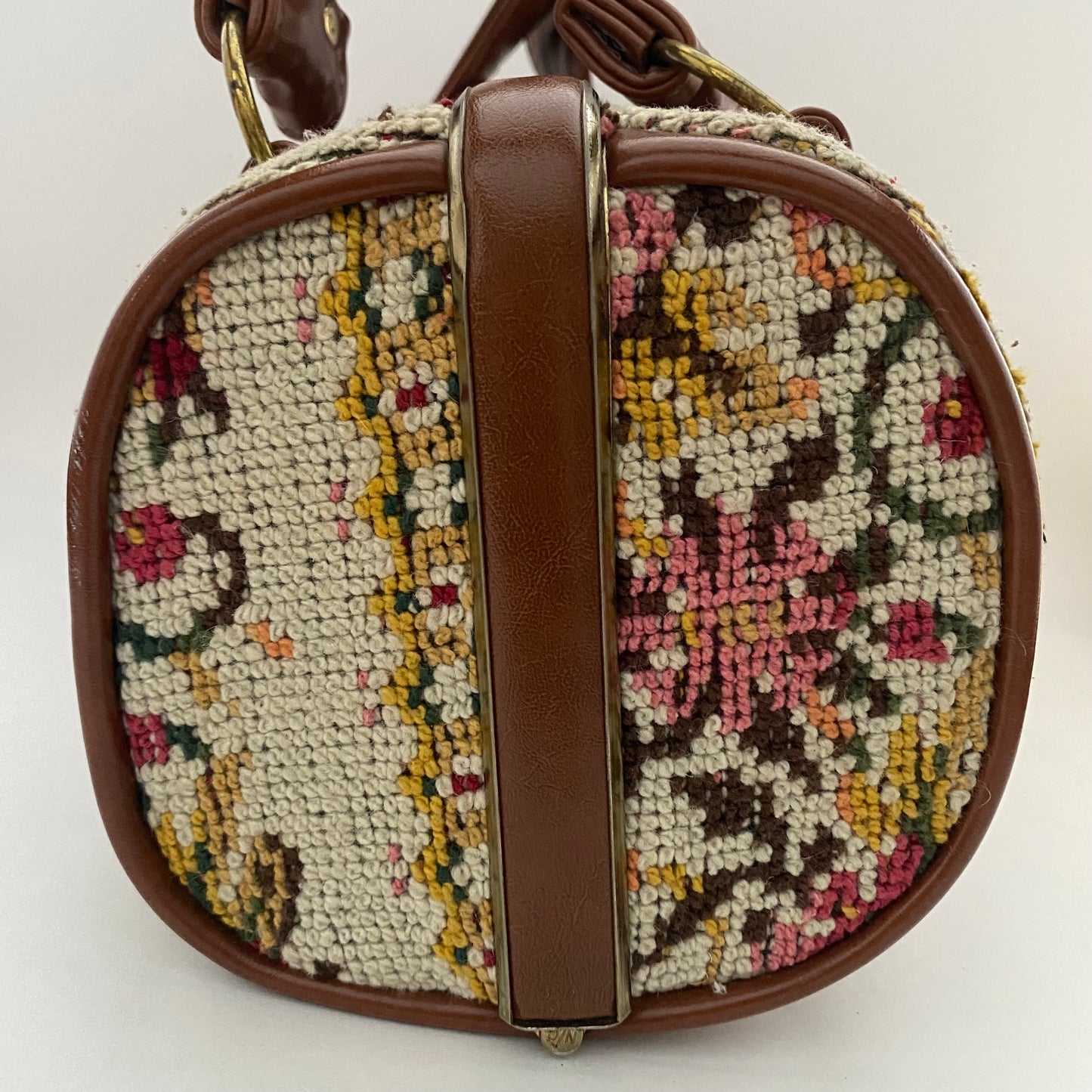 Late 60s/ Early 70s Needlepoint Barrel Bag