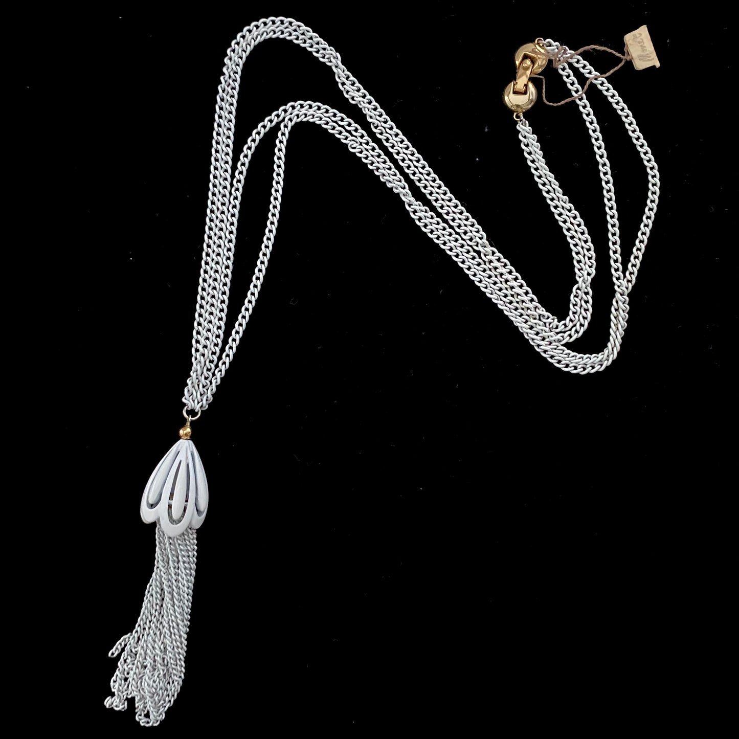1960s Monet Enamel Tassel Necklace With Original Tag