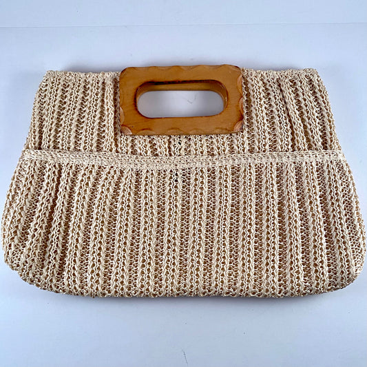 Late 70s/ Early 80s Bag World Wooden Handle Purse