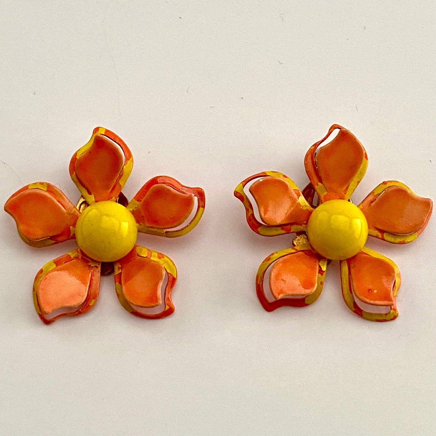 Late 60s/ Early 70s Enamel Flower Earrings