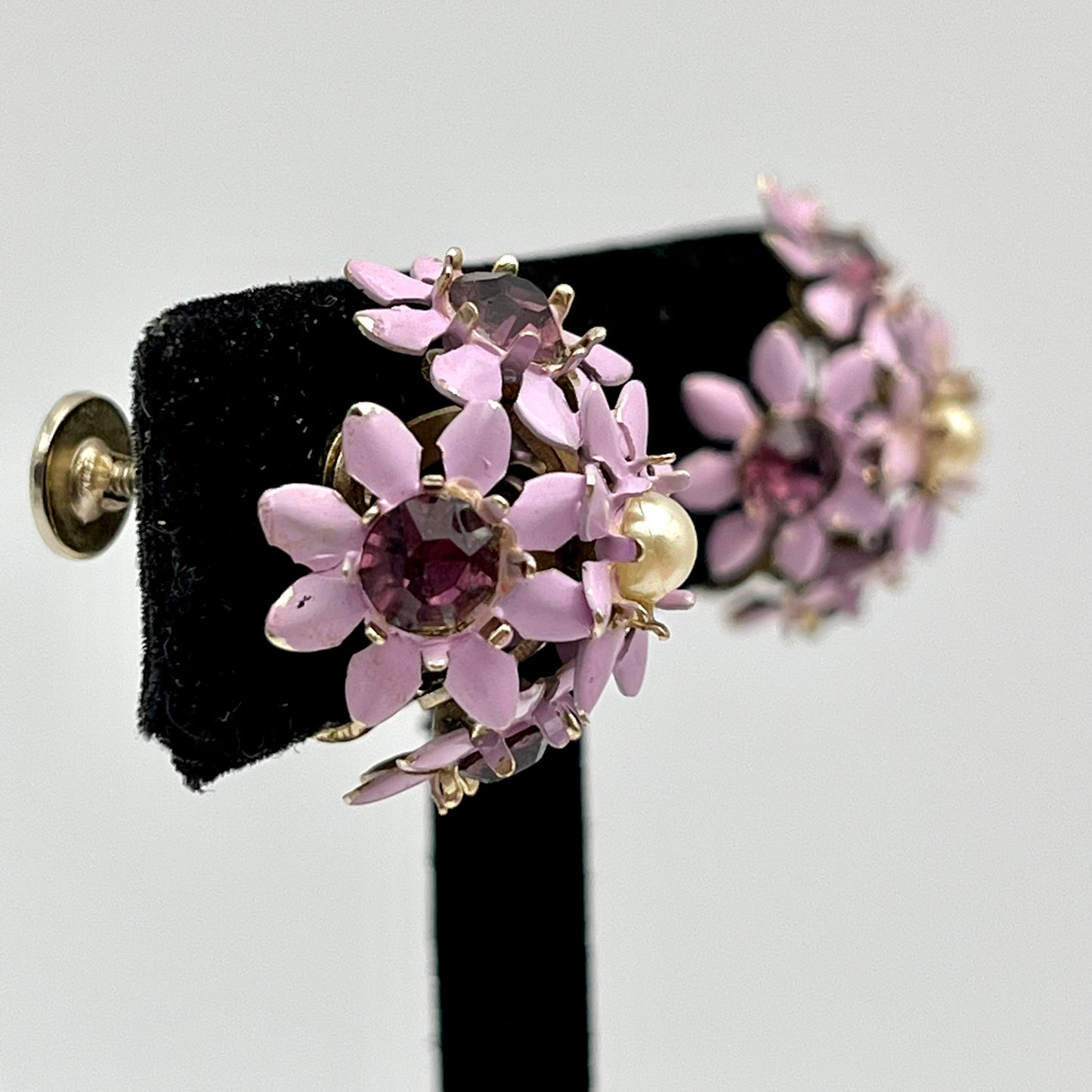 Late 50s/ Early 60s Lilac Enamel Earrings