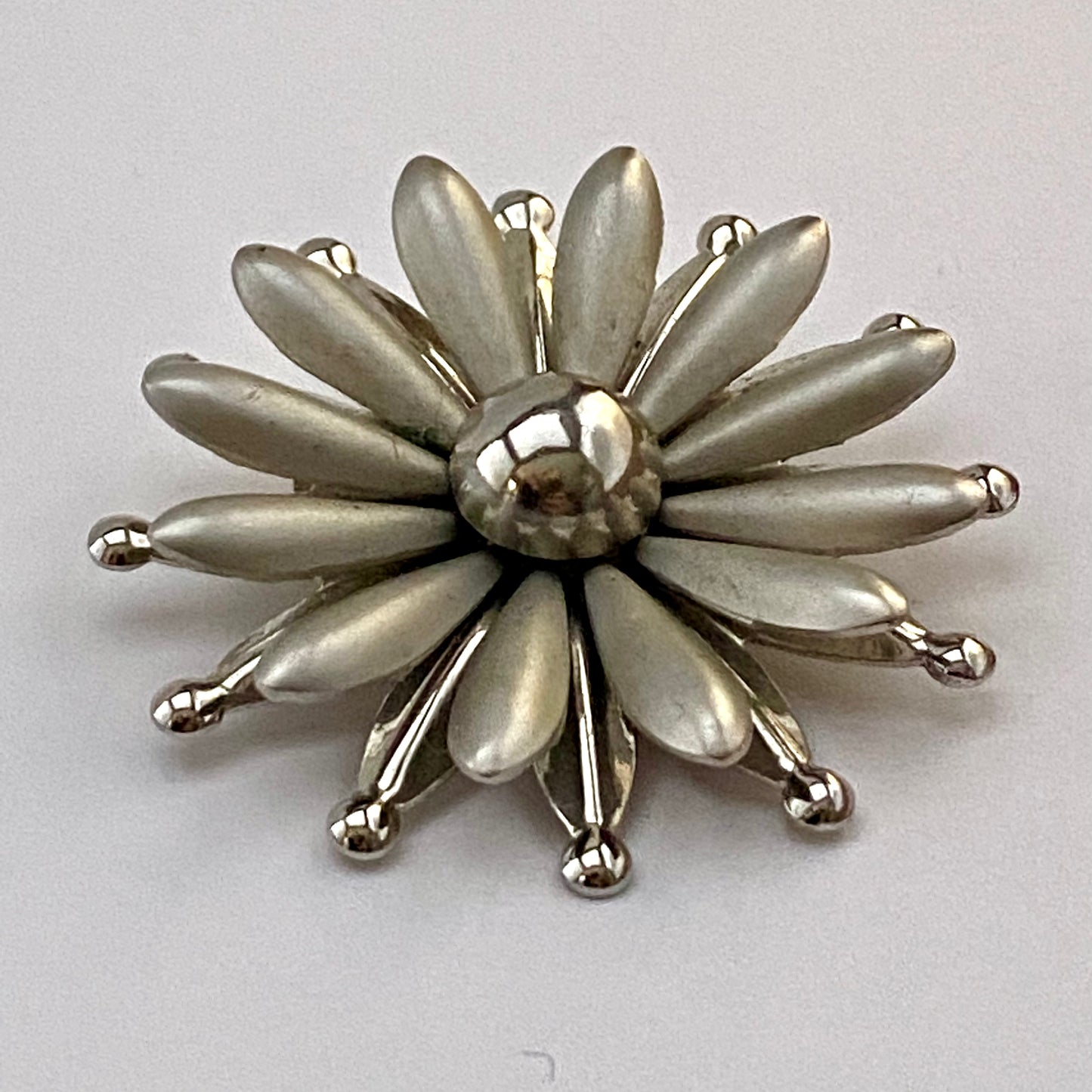 1960s Silver-Tone Flower Brooch