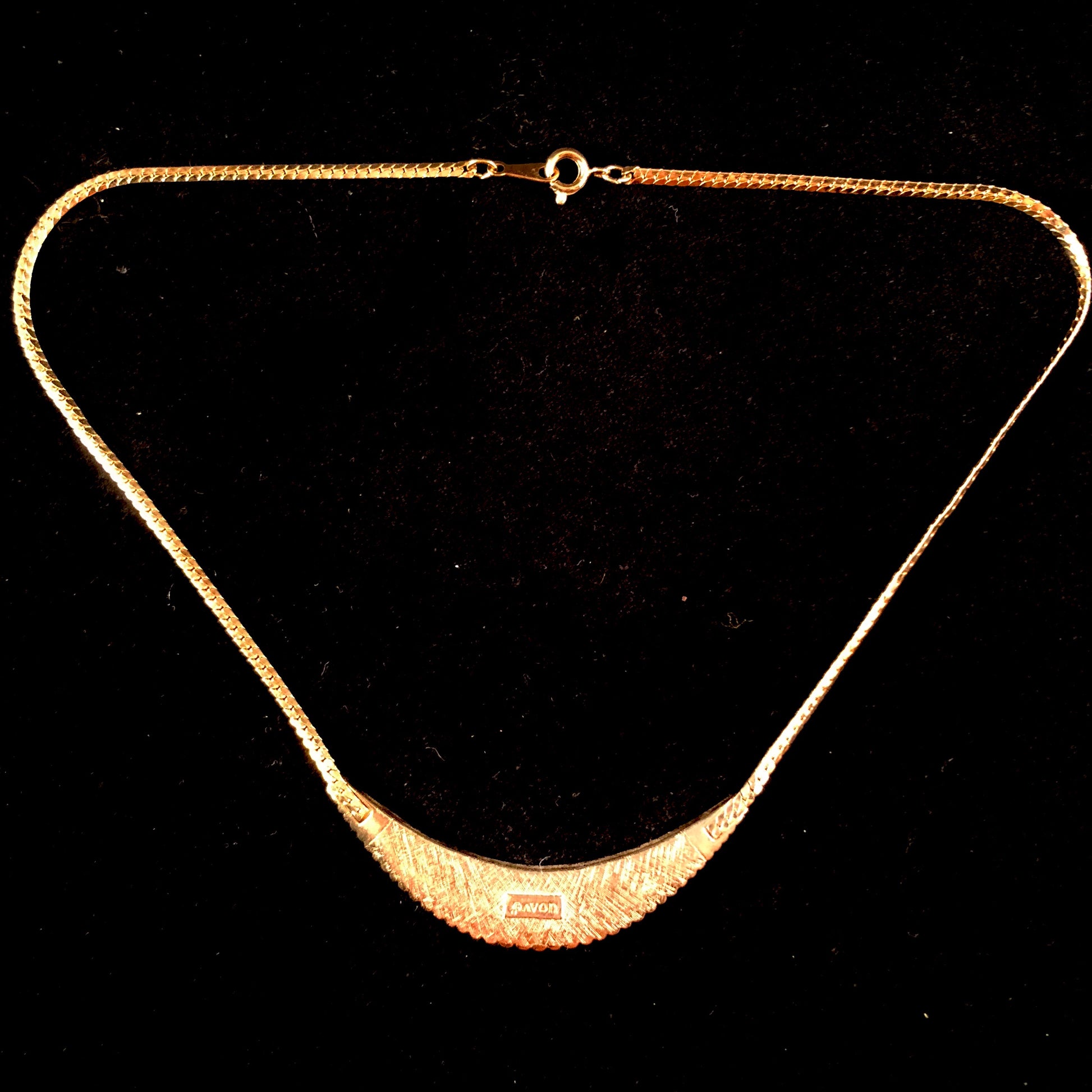1984 Avon Pleated Crescent Necklace - Retro Kandy Vintage