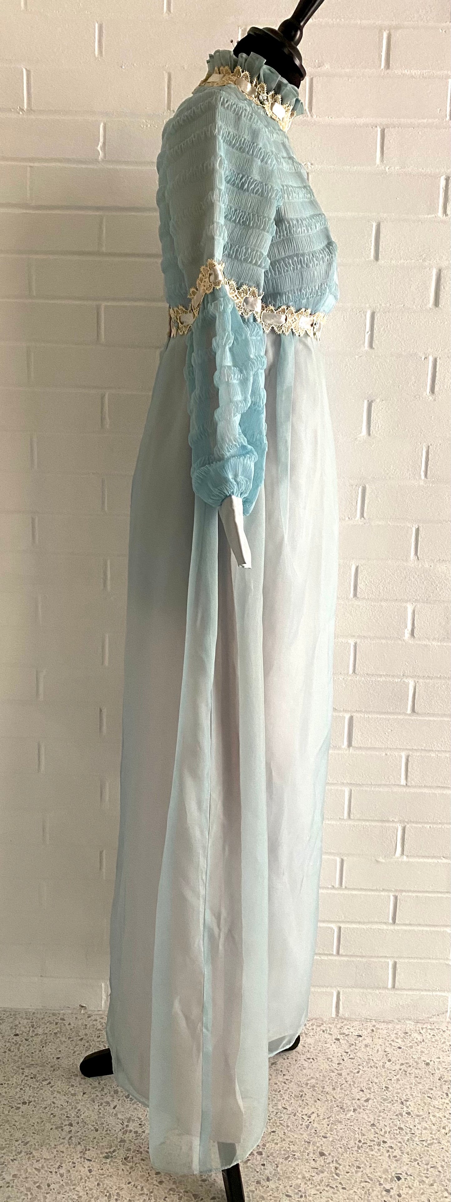 Late 50s/ Early 60s Blue Organza & Taffeta Maxi Dress