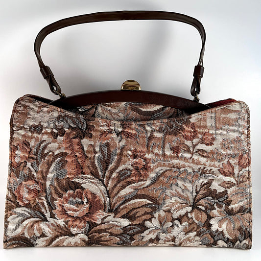 1960s Flowered Tapestry Handbag