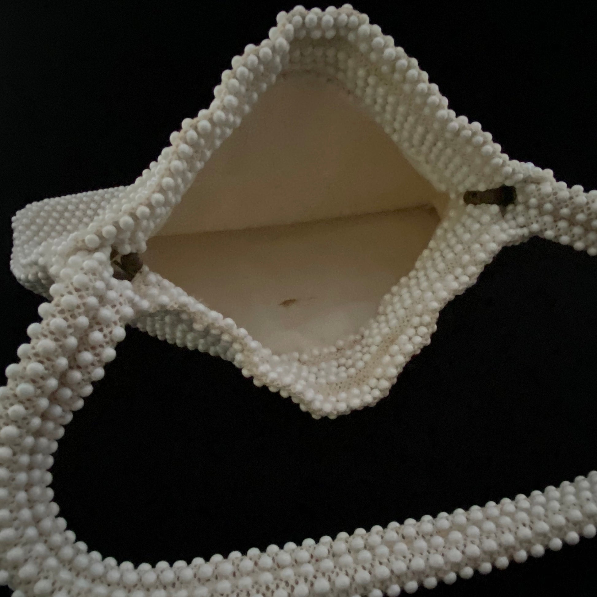 1960s No Label Ivory Bead Handbag - Retro Kandy Vintage