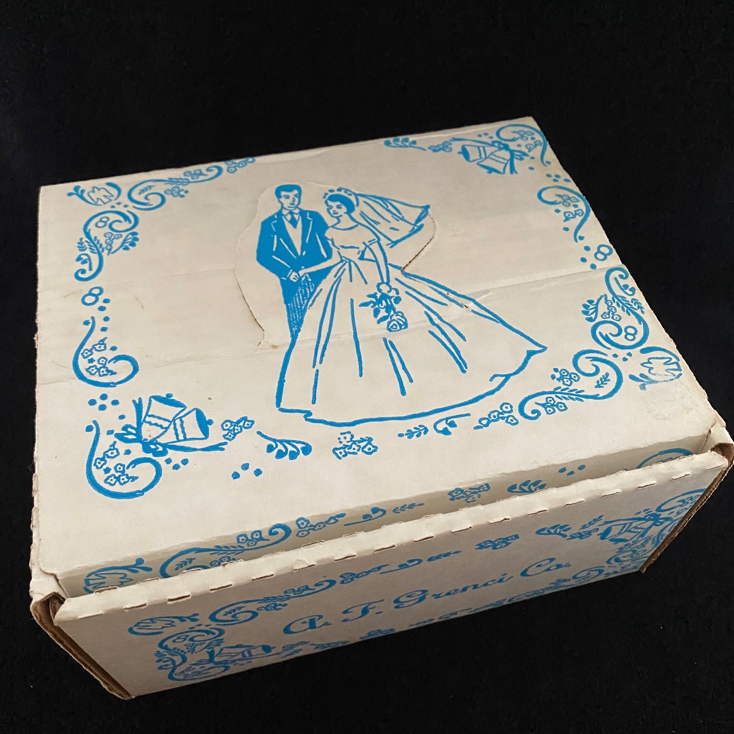 1950s Bride & Groom Champagne Glasses With Their Original Box