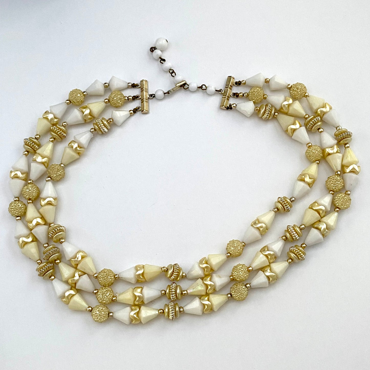 1960s Hong Kong 3-Strand Bead Necklace