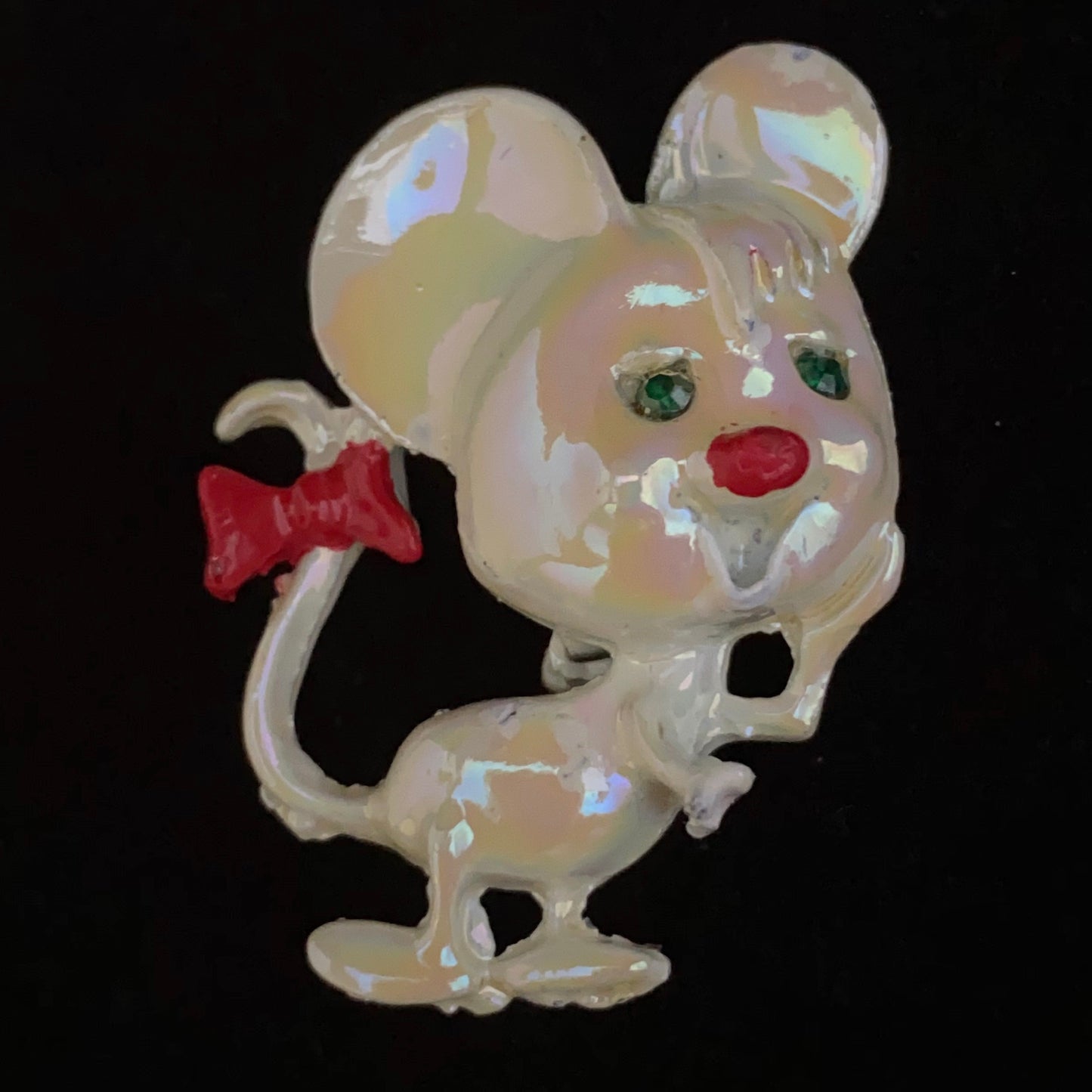 1960s Iridescent Mouse Brooch