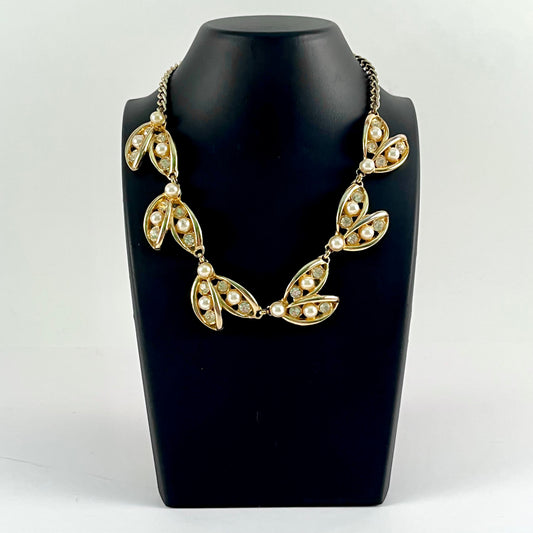 Late 50s/ Early 60s Pearl & Rhinestone Choker Necklace