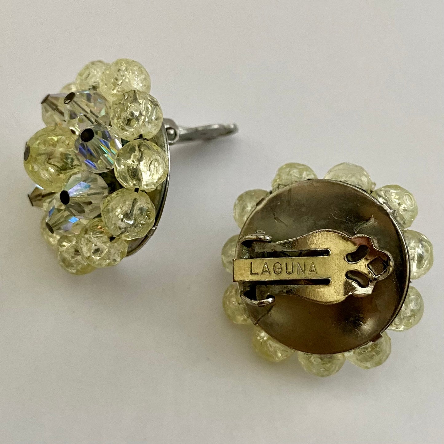 1950s Laguna Crystal & Crackle Bead Earrings