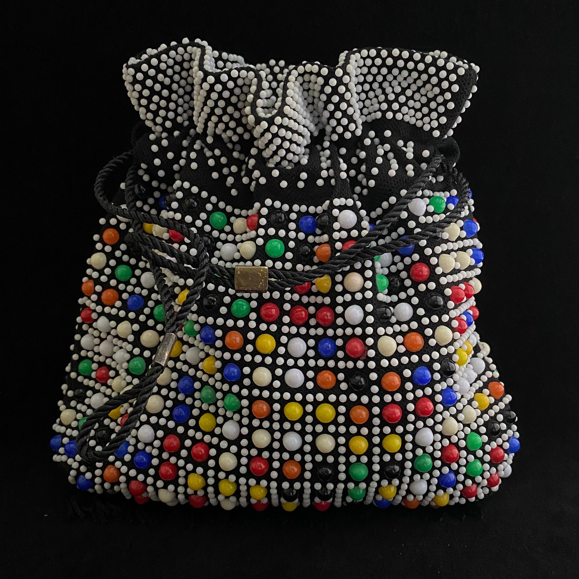Late 50s/ Early 60s Multi-Colored Beaded Drawstring Bag - Retro Kandy Vintage