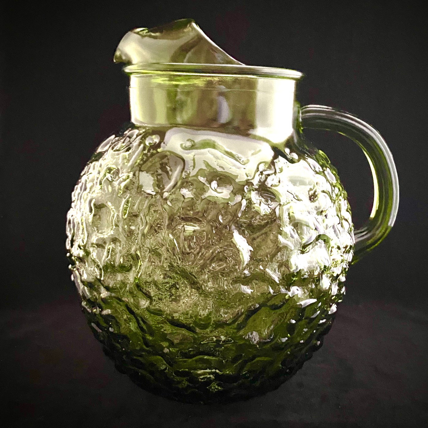 1970s Green Glass Pitcher