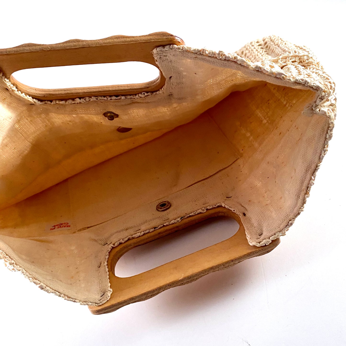 Late 70s/ Early 80s Bag World Wooden Handle Purse